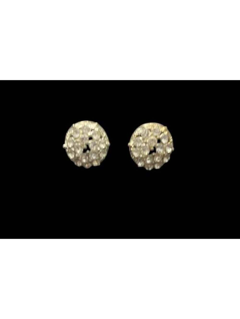 Round Rhinestone Stud Clip On Earrings